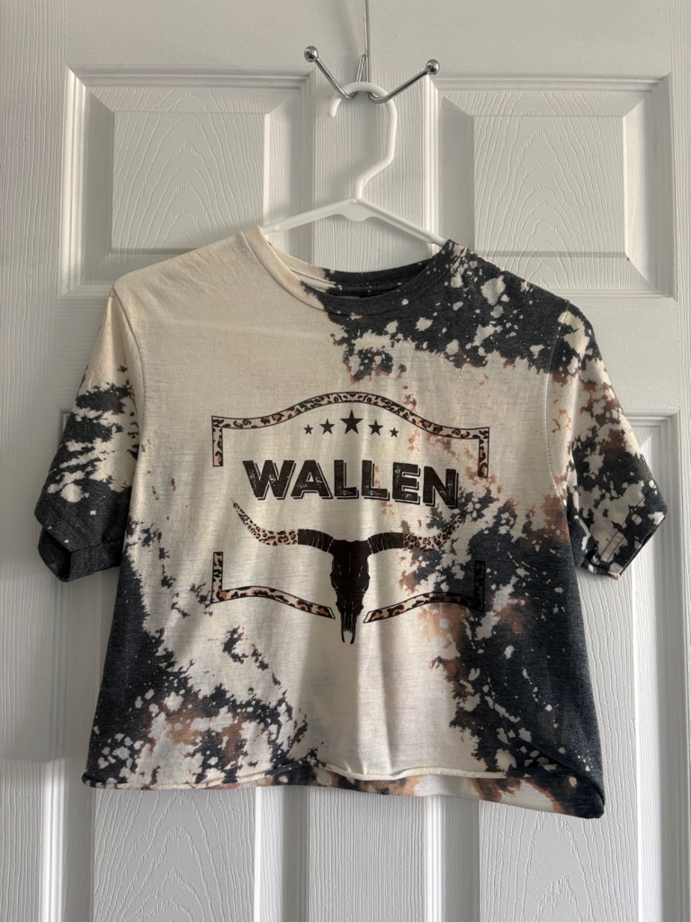 WALLEN Bleached Graphic Crop Tee - Black, Cream, Brown